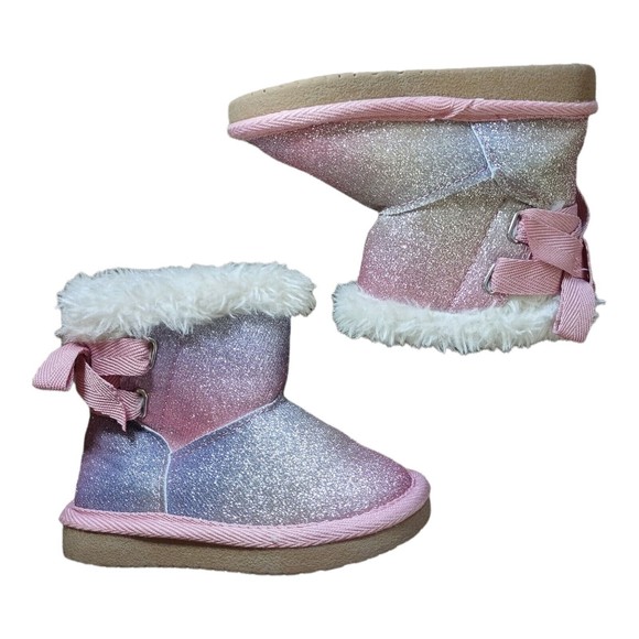 Other - Kids Boots Size 6  Cotton Candy Colors Pastel Ombre Sparkly w Bow